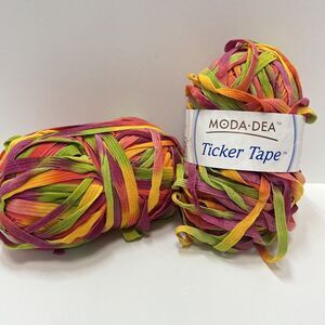 Moda Dea Ticker Tape Yarn 1.76oz Skein  Bright Multicolors “Tropical” Nylon New